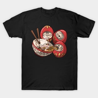 Kawaii Japanese Anime Ramen Soup Bowl Otaku Kokeshi Daruma T-Shirt